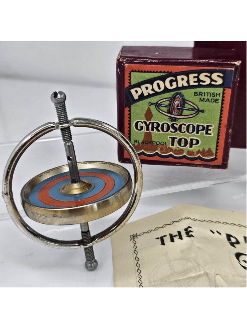 Vintage Progress Gyroscope Top British Made Blackpool w/ Box & Instructions